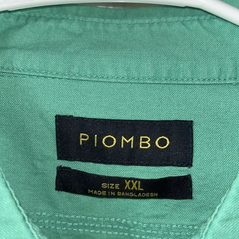Piombo Men’s Green Button Down Long sleeve Cotton Shirt(Size XXL)